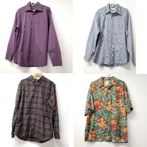 BUNDLE (4) L Mens Long Sleeve Short Sleeve Button Down Shirt